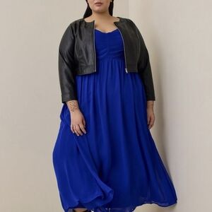Torrid Chiffon Pleated Blue Maxi Dress, NWT, Size 1X